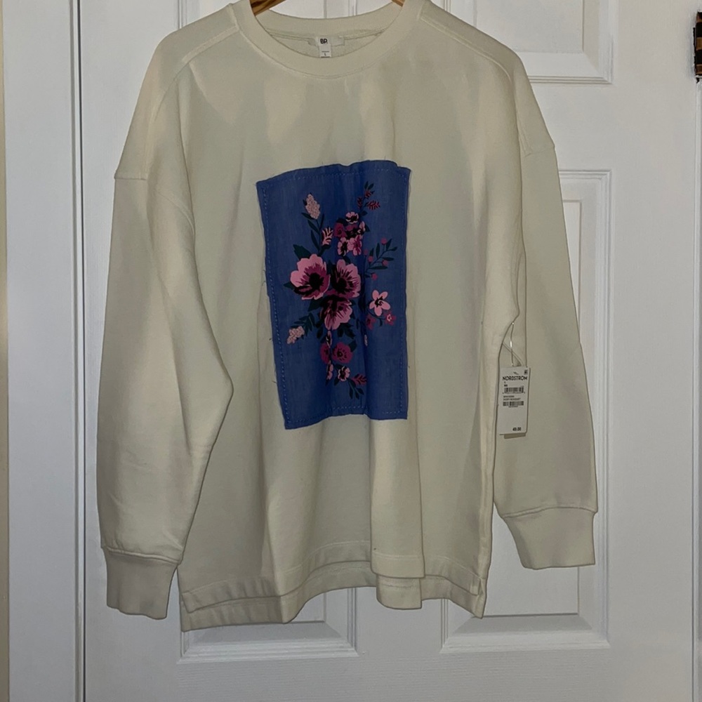 Bp ivory bouquet sweatshirt boho floral